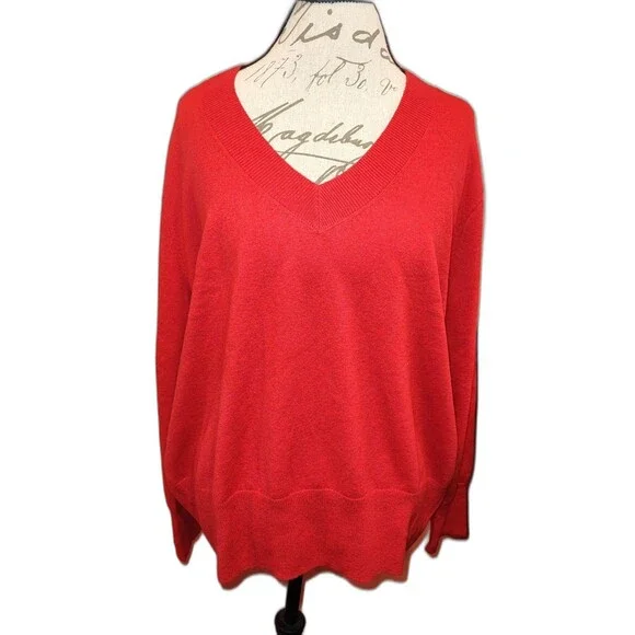 a new day Fine Gauge V-Neck Sweater Red XXL - Picture 3 of 6